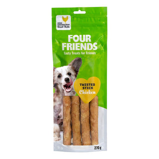 FourFriends Dog Twisted Stick Chicken 25cm 4st