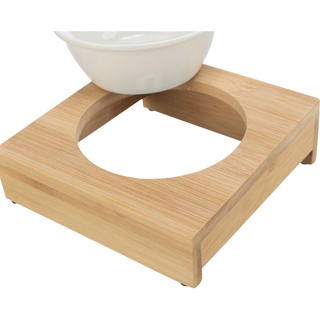 Matbar, keramik/bambu, 0.25 l/ø 12 cm/15 × 5 × 15 cm, vit/ecru