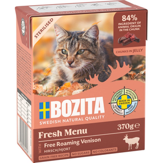 Bozita Katt Sterilised, Tetra Bitar i gelé hjort 370 g