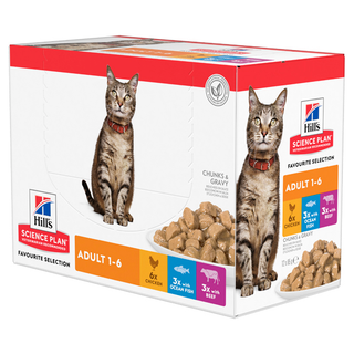 Hills Feline Adult Chicken, Beef & Ocean Fish 12x85g