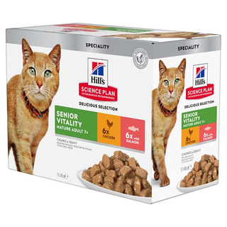 Hills Feline Senior Vitality Chicken&Salmon 12x85g