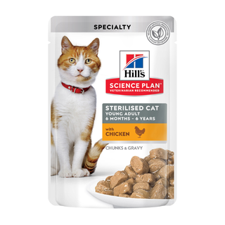 Hills Feline Adult Sterilised Chicken, Fish 12x85g