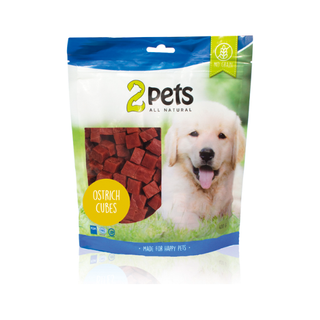 2pets Dogsnack Ostrich/Struts Cubes, 5 x 400 g