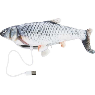 Fisk, sprattlande, tyg, catnip, 30 cm, USB-laddad