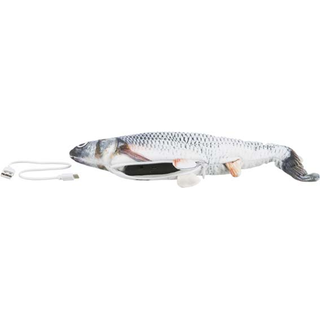 Fisk, sprattlande, tyg, catnip, 30 cm, USB-laddad