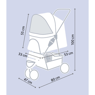 Djurvagn Buggy, hopfällbar, 47×h100×80 cm, upp t. 11 kg, svart