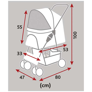 Djurvagn Buggy, hopfällbar, 47×h100×80 cm, upp t. 15 kg, grå