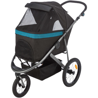 Djurvagn Buggy, hopfällbar, 60×h112×120 cm, upp t. 20 kg, svart/petrolEj