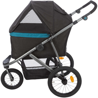 Djurvagn Buggy, hopfällbar, 60×h112×120 cm, upp t. 20 kg, svart/petrolEj