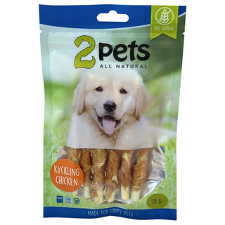 2pets Tuggpinne - kycklingfilé 12cm 6-pack, 70g 10st