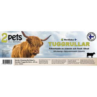 2pets Nordisk tuggrulle - nötkött L bulk 28 cm 30st