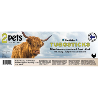 2pets Nordisk tuggsticks - kyckling bulk 13 cm 100st