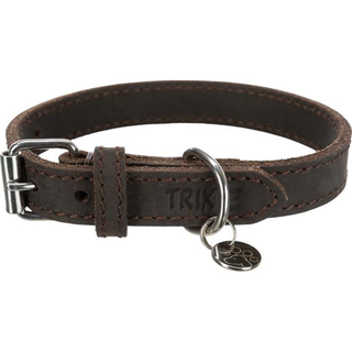 Rustic råläder halsband, XS-S: 27-34 cm/18 mm, mörkbrun