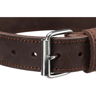 Rustic råläder halsband, XS-S: 27-34 cm/18 mm, mörkbrun