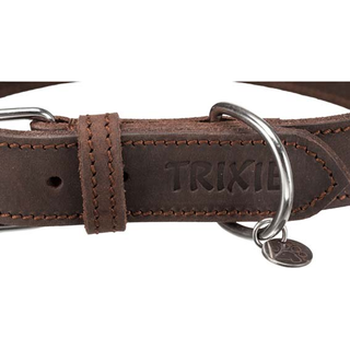 Rustic råläder halsband, XS-S: 27-34 cm/18 mm, mörkbrun