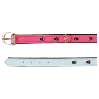 Halsband läder Tassdekor Cerise 18/50