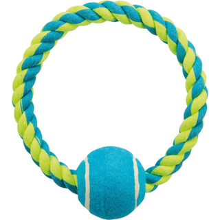 Flossring 18 cm m tennisboll 6,4 cm, lime/petrol