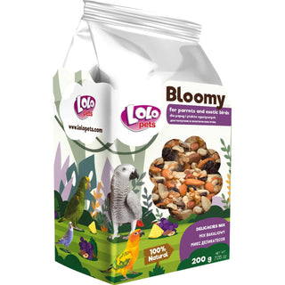 Bloomy Fågelmat Mix av torkad frukt+nötter för Papegojor & Exotiska Fåglar 4-pack